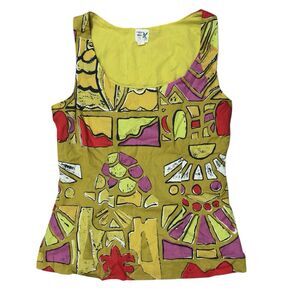 Anthropologie Edme & Esyllte Sleeveless Top Shirt Lined Size 0 Retro Abstract